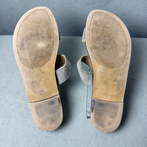 Francesca’s Georgia Rhinestone Women's Sandals Slip On Slides 8 Flip Flops - Picture 3 of 7